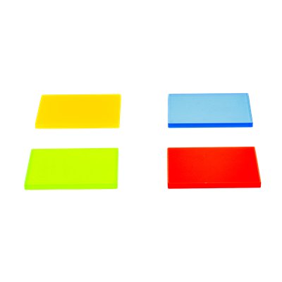 Fluorescent plates, RGBY set, 50 mm x 50 mm
