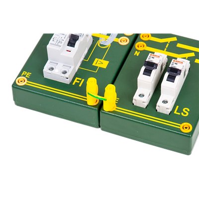 Safety connection cable, yellow/green, 3 cm