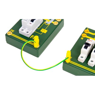 Safety connection cable, yellow/green, 25 cm