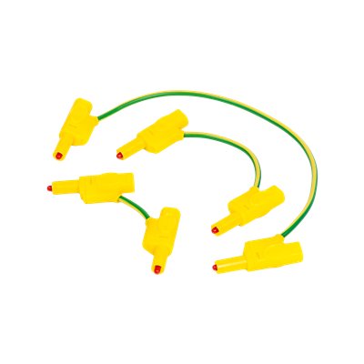 Safety connection cable, yellow/green, 25 cm