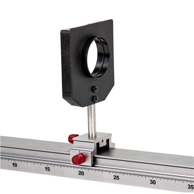 Holder for lenses in mounts and round apertures, with stem